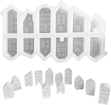House Candle Mold, 12 Pieces 3D Silicone House Molds, House Candle Gypsum Silico