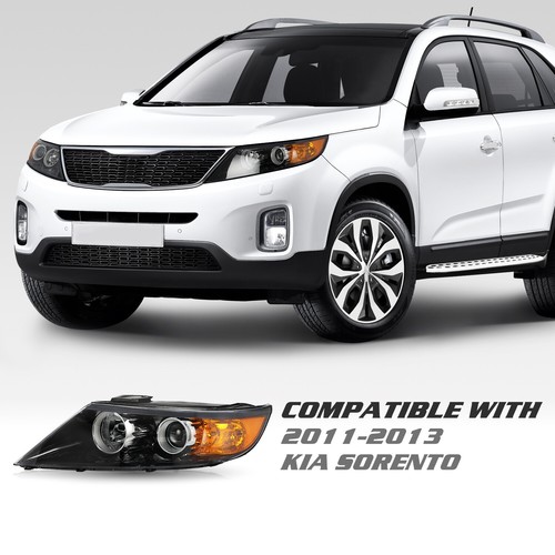 Headlight for 2011 2012 2013 Kia Sorento Halogen Black Amber Left Driver Side - Bild 2 von 7