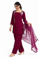 Womens Velvet Salwar Kameez 3Pc Pakistani Embroidered Eid Formal M-L