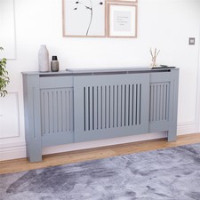 Vida Designs Chelsea Radiator Cover Hallway Wood Wall Cabinet MDF Slats Grey