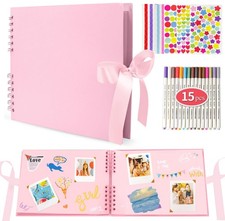 EVNEED 11.5x8.5 Scrapbook Photo Album Wedding Guest Book Anniversary Pink