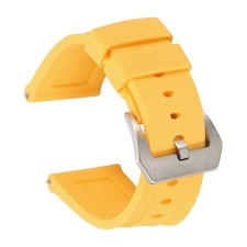Silicone Watch Bands 26mm Soft Watch Band with Silver Buckle, Yellow