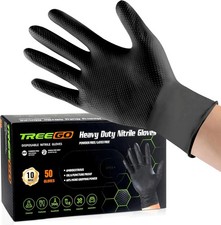 10 Mil Black Nitrile Gloves Heavy Duty   Diamond Texture Grip, Latex Free Dispos