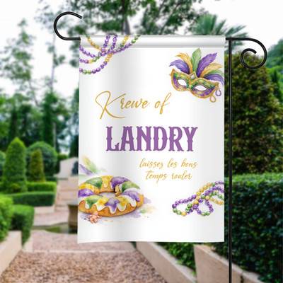 Personalized Mardi Gras Flag Louisiana Fat Tuesday Laissez Les Bons Temps Rouler