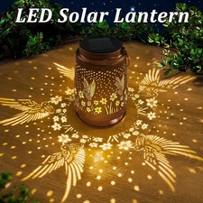 LED Hummingbird Solar Lantern Hanging Light Outdoor Lamp Waterproof Garden Decor