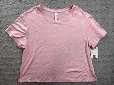 Auden Womens XL Pink Cooling Jersey Short Sleeve Pajama Top T-Shirt