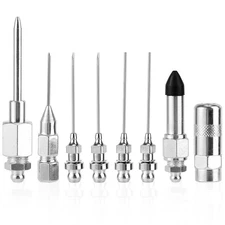 8pcs Grease Gun Accessory Attachment Set, Including 2 Pointed Head and Flat H...