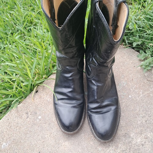 Womens Justin Black Leather Boots Style L3703 Roper Size 6.5B Made In USA! - Picture 2 of 6
