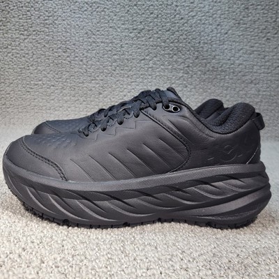 Hoka One One Bondi SR Men's Size 11.5 2E Black Leather Slip Resistant Work Shoes