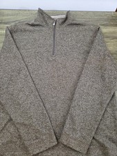 Van Heusen 1/4 Zip Pullover Sweater Men's Large Brown Long Sleeve Preppy