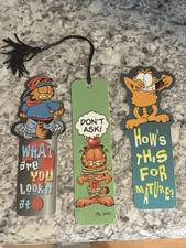 Garfield Cat Bookmark Yarn Tassel By Jim Davis Made In USA 1978 Lot Of 3 Vintage