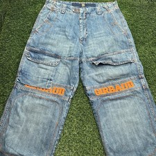 Vintage 90s Girbaud Baggy Shuttle Jeans Mens 38 36x34 Blue Denim Orange RARE