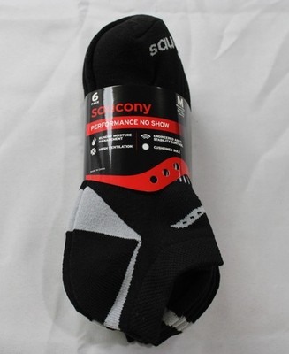 Saucony Unisex Legacy Performance 6-Pack No-Show Socks JT8 Black Medium NWT