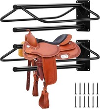 Saddle Rack with Double Pad Bar 2/4/6 Packs Wall Mounted Horse Saddle Stand