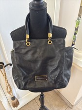 Marc by Marc Jacobs Black Pebble Leather Shoulder Crossbody Bag Lrge Gold EUC