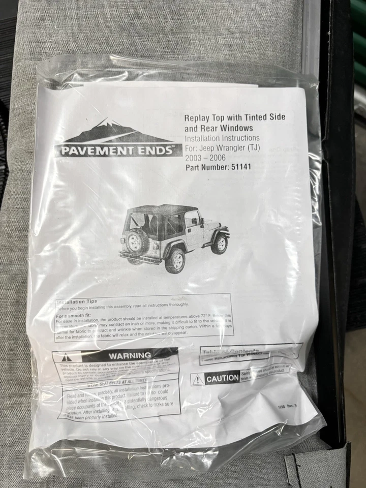 Pavement Ends Soft Top Jeep Wrangler TJ 03-06 Black Diamond Tinted w/o Door Skin - Image 3 of 4