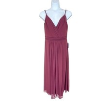LEVKOFF Surplice Neck Chiffon A-Line Gown in Wine Red Size 10 NWOT