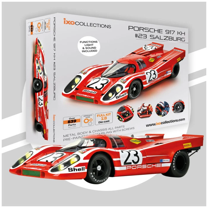 KIT MODELLINO AUTO STATICO IXO PORSCHE 917 #23 WINNER LE MANS 1970 SCALA 1:8 - Immagine 2 di 4