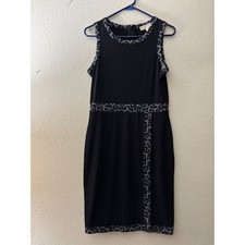 MICHAEL Michael Kors Black Sheath Dress Sleeveless Career Office PartyA743