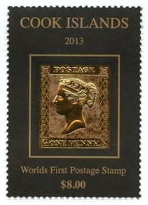 Penny Black, 2013 Gold Commemorative (Cook Is.) NEVER HINGED $8.00 Face