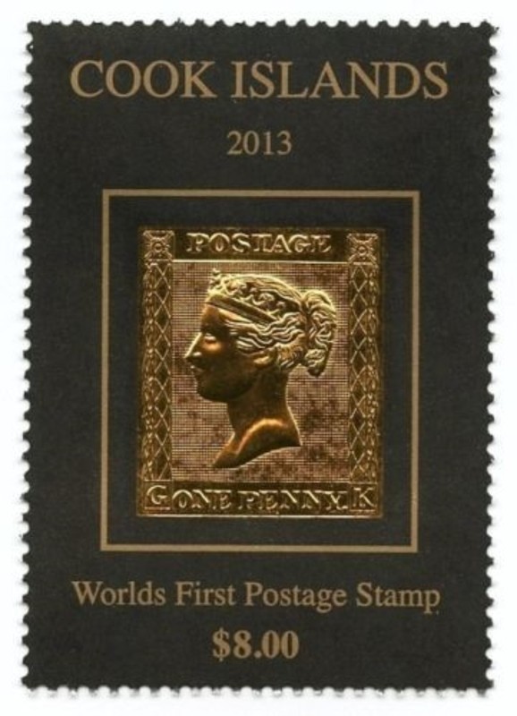 Penny Black, 2013 Gold Commemorative (Cook Is.) NEVER HINGED $8.00 Face