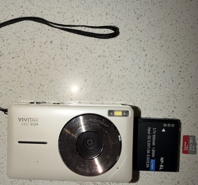 Vivitar PopSnap VEC S124 Silver Compact Digital Camera 12MP w/ Battery Card