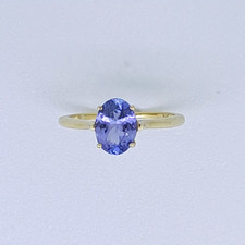 9ct Gold Natural Tanzanite Solitaire Ring, Oval, Size M, Stamped 375, 1.45g