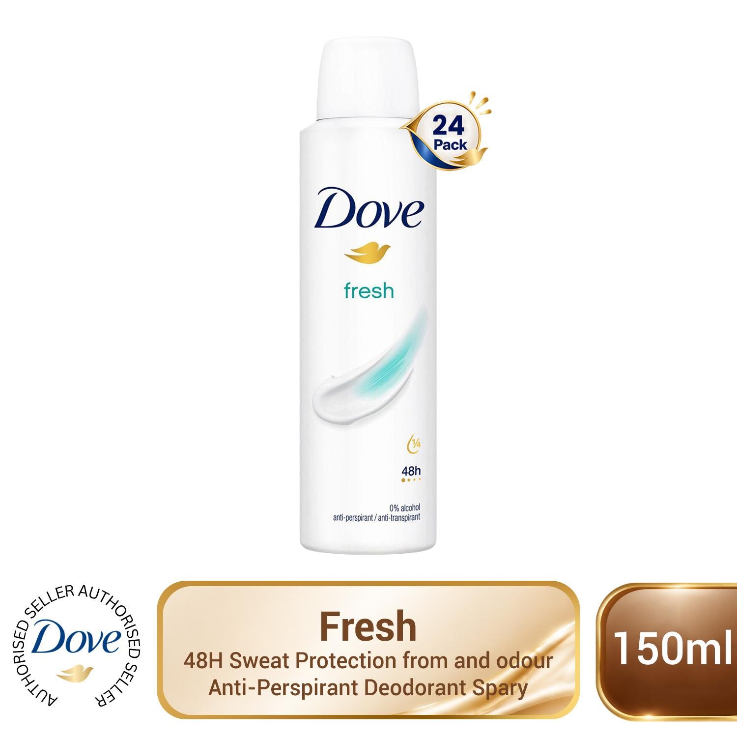 Dove Fresh Anti-Perspirant with 48H Sweat Protection Deo for Women, 12x150ml - Image 5