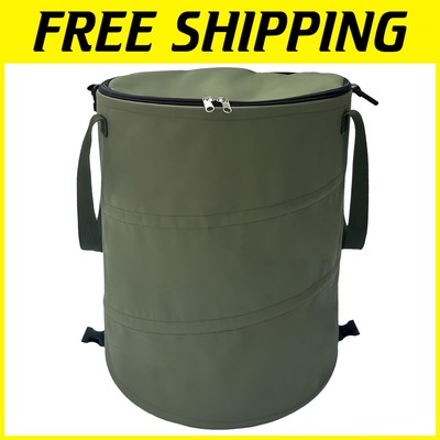 Versatile 24-Gallon Garden Trash Can with Lid - Collapsible and Portable Design