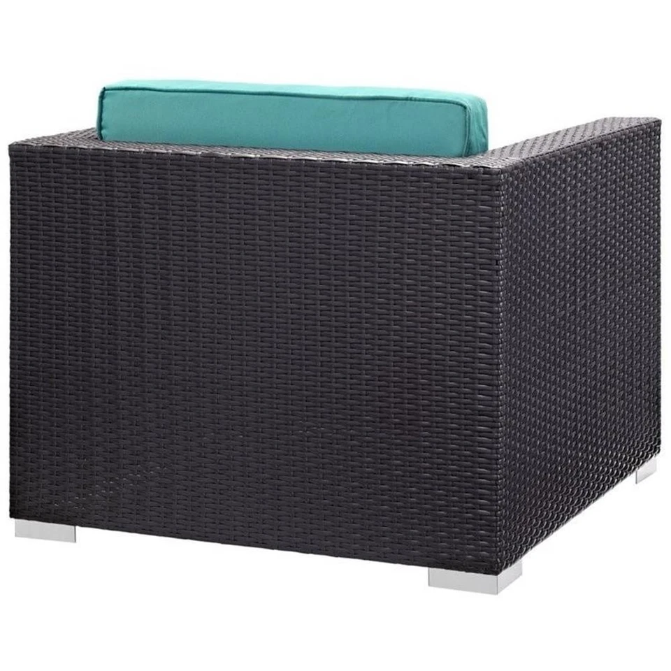 Modway Convene Juego Seccional Patio Aluminio Ratán 5 Piezas en Espresso/Turquesa Foto 4 de 4