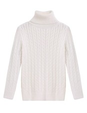 Boy's Turtleneck Cable Knitted Sweater Slim Fit Pullover Sweater for Kids 4-13Y