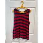 Michael Kors Striped V-Neck Tank Top - Red & Navy size small