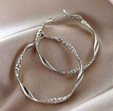 1  pair large hollow circular earrings, retro chic hoops for casual or party wear