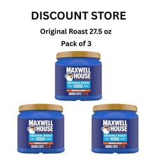 Maxwell House Ground Coffee, Original Roast, Medium, 27.5 oz each, Pack of 3