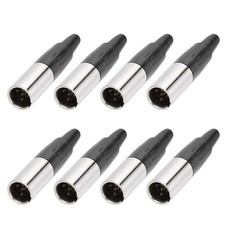 8PCS 4 Pin Male Mini XLR Connector, Mini XLR Jack Adapter Plug, Black