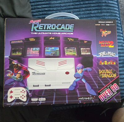 Retro-Bit Super Retro-Cade Microconsole, 90+ Games, HDMI 720p HD, White