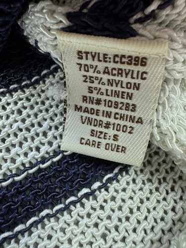Vintage Havana Sweater Women Small Striped Linen Blend Open Knit Pullover - Picture 4 of 9