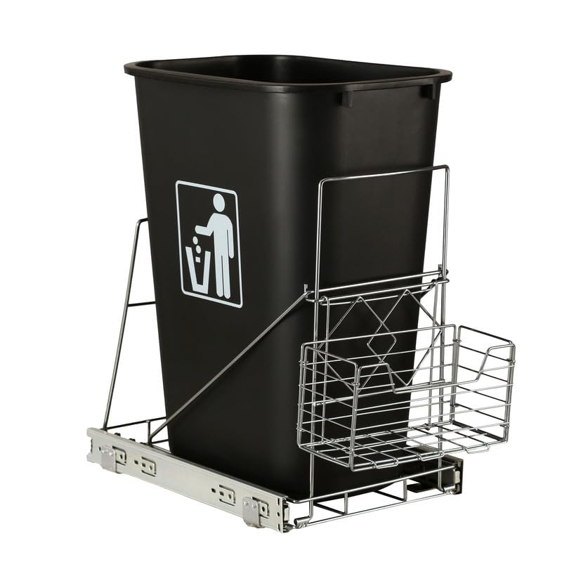 Under Cabinet Slide-Out Trash Can Fit for 7-11 Gallon Garbage Bins Roll Design-image
