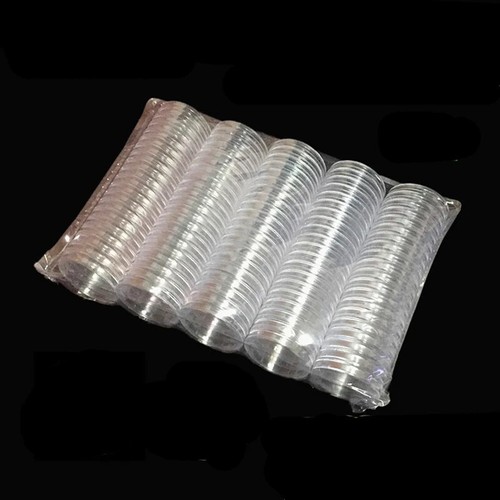 Plastic Coin Case Holder 100pcs Clear Round Dustproof Token Collection Protector - Picture 14 of 24