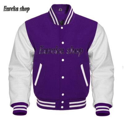 Varsity Letterman Baseball Bomber jacket Wool & Genuine Leather Sleeves US Style