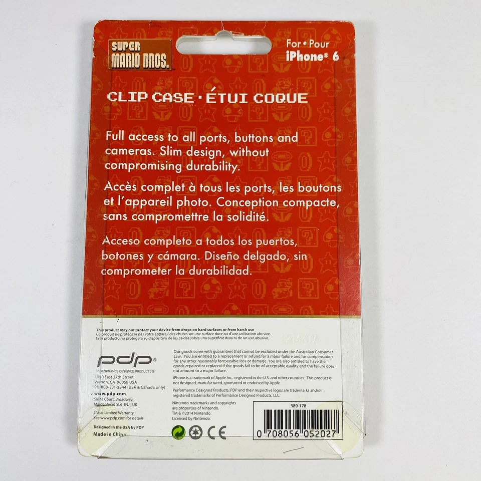 PDP Super Mario Bros  iPhone 6 Clip Case Cover - Factory Sealed - Nintendo 8-Bit - Image 2 of 4