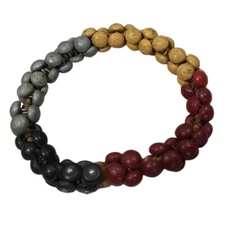 Multicolor Handmade Beaded Beads Bracelet Layered Corded 2.75" Opening Boho