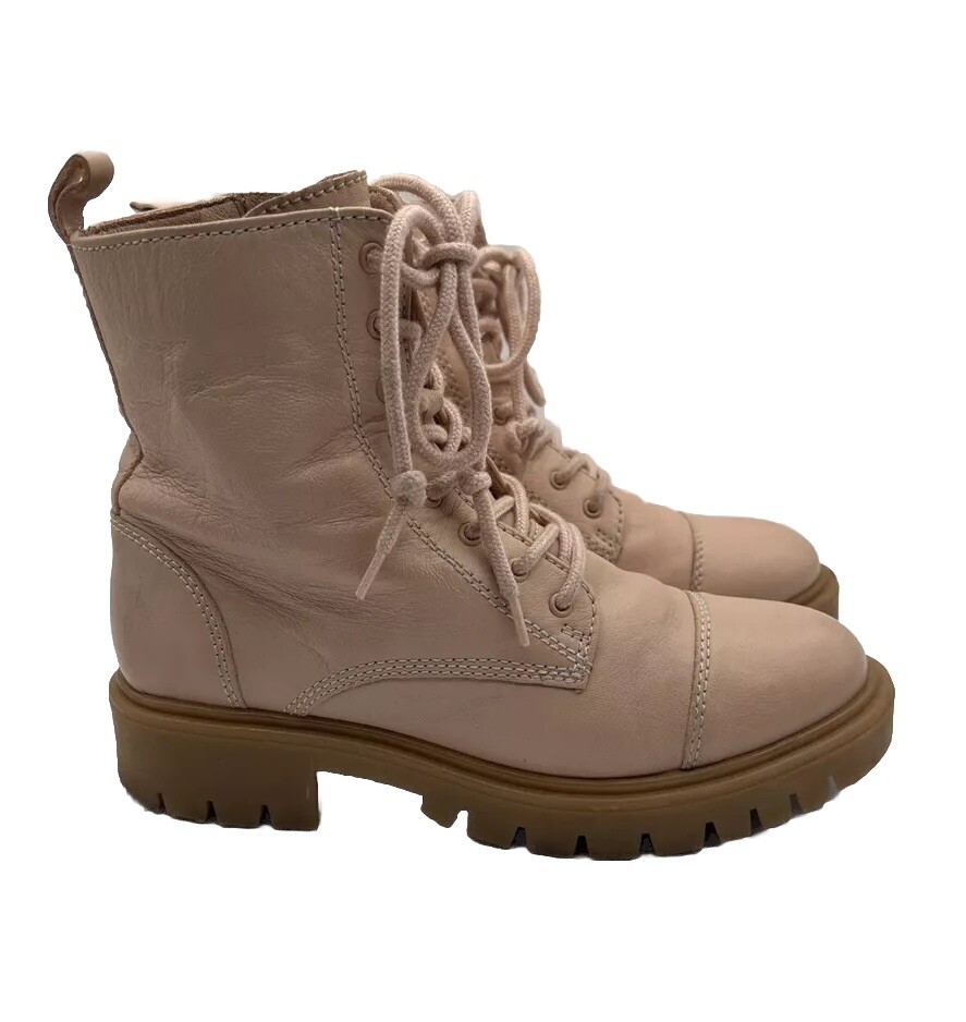 ALDO Reilly Lug Sole Womens Bone Pink Laced Side Zip Combat Boot Size