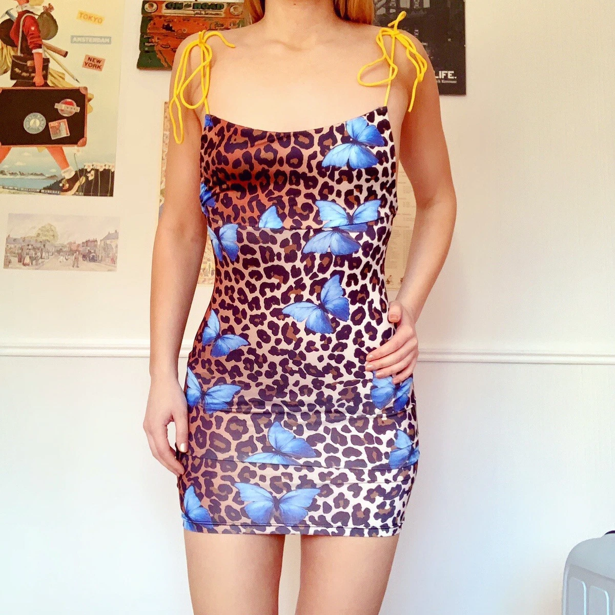 Butterfly leopard print best sale dress
