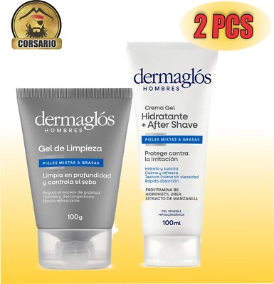 DERMAGLOS After Shave Moisturizing Gel Cream +Refreshing Cleaning Gel For Men