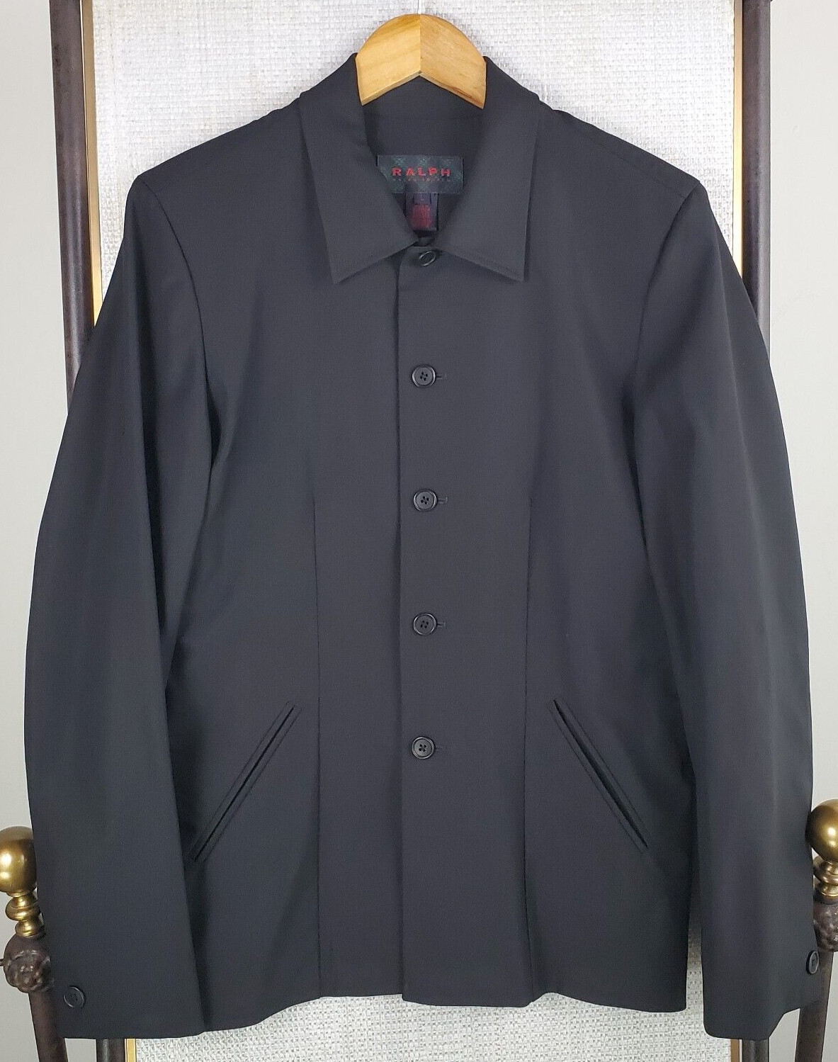 RALPH RALPH LAUREN Womens Size Large Button Front Performance Jacket Black RRL