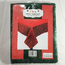 Green Holiday Christmas Fabric Tablecloth Snowflake Design 50" x 70" New