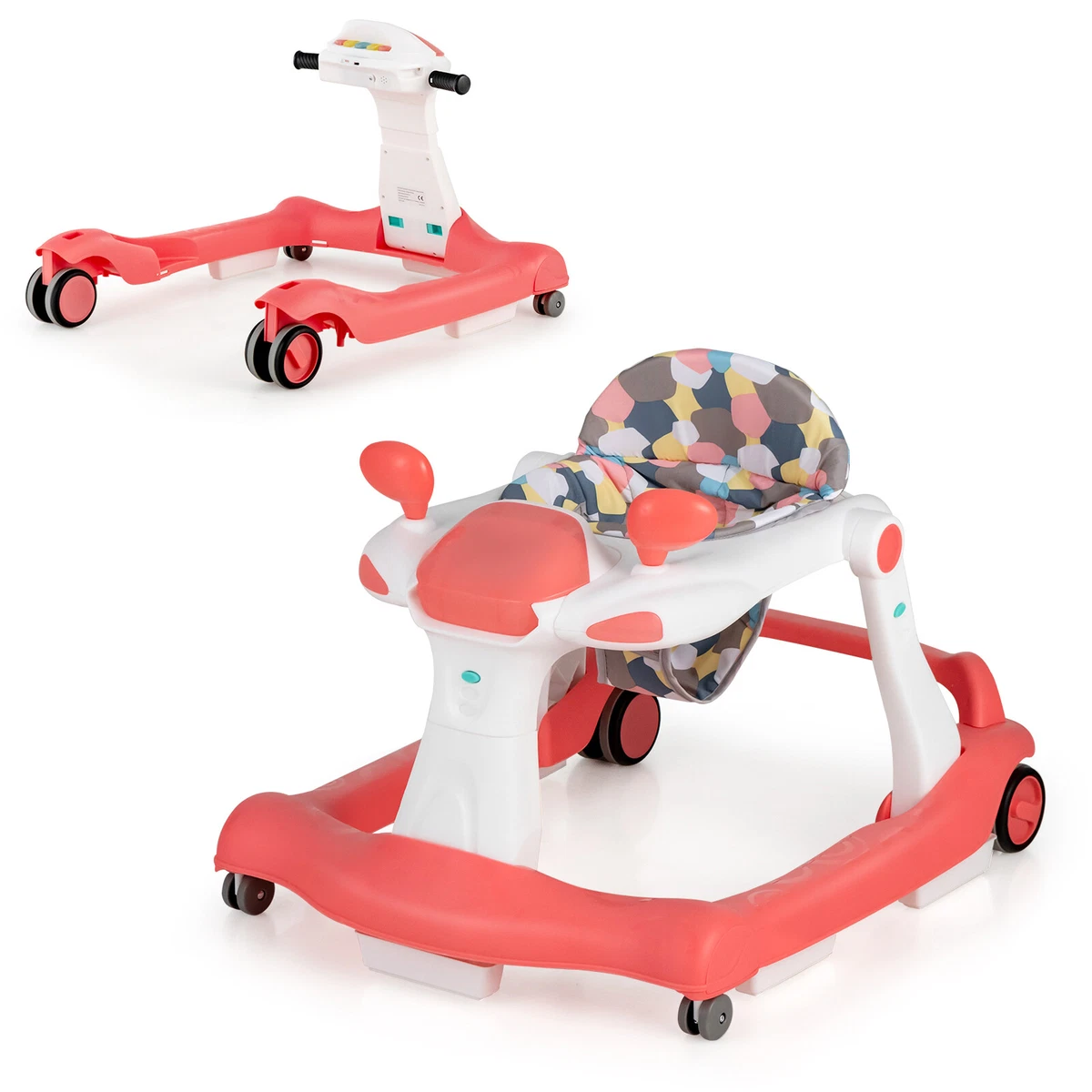 2 in 1 Baby Walker Foldable Activity Push Walker w Adjustable