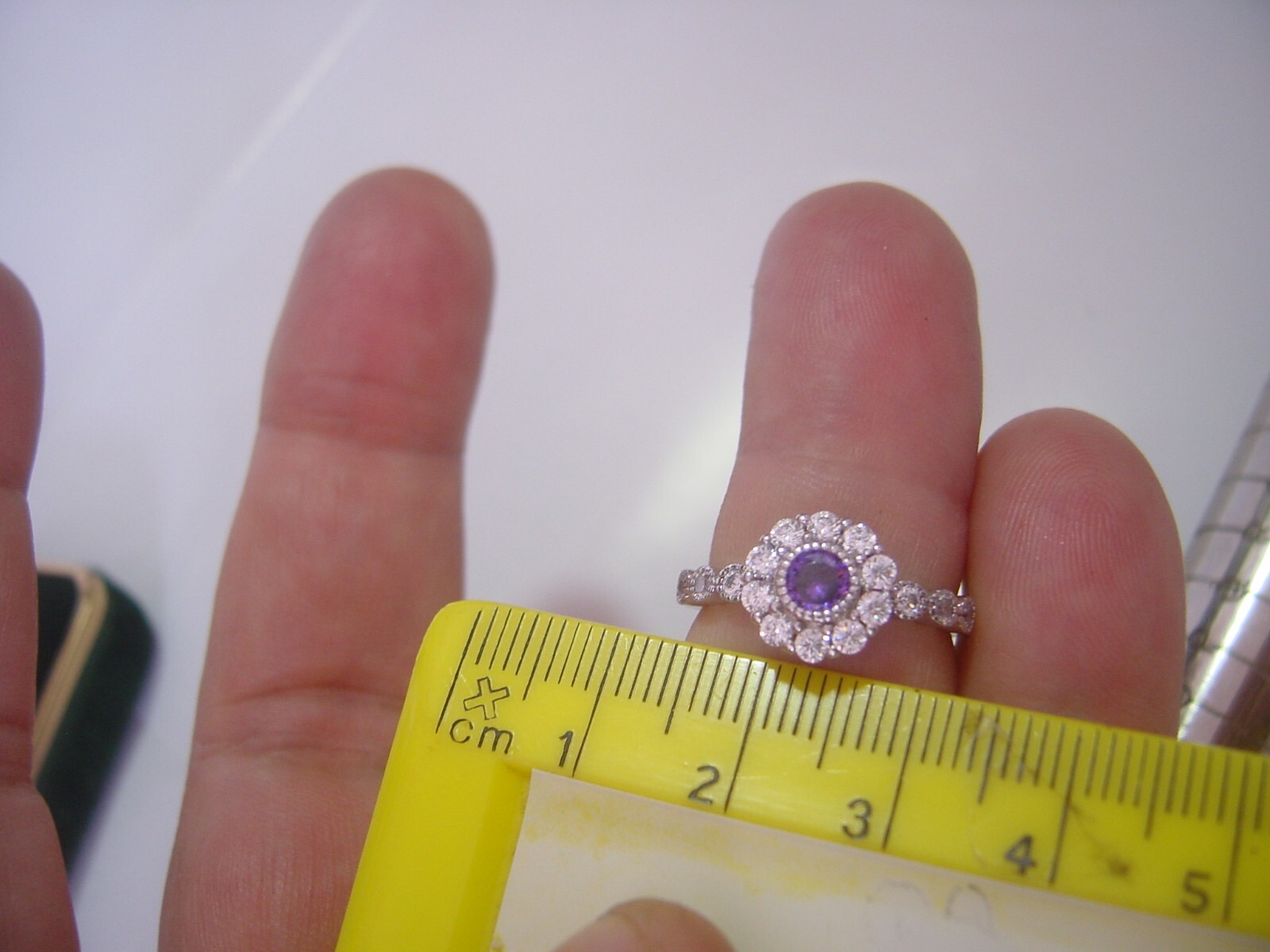 BEAUTIFUL SOLID SILVER RING-SUPERB PURPLE & WHITE… - image 6