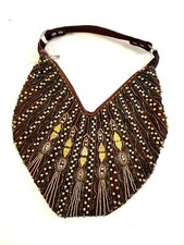 Sequin Beaded Evening Handbags Handbag Wedding Party Prom Purse Brown NWT